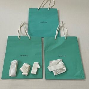 TIFFANY & CO. Lot of 3 Shopping Bags & 4 Ribbons